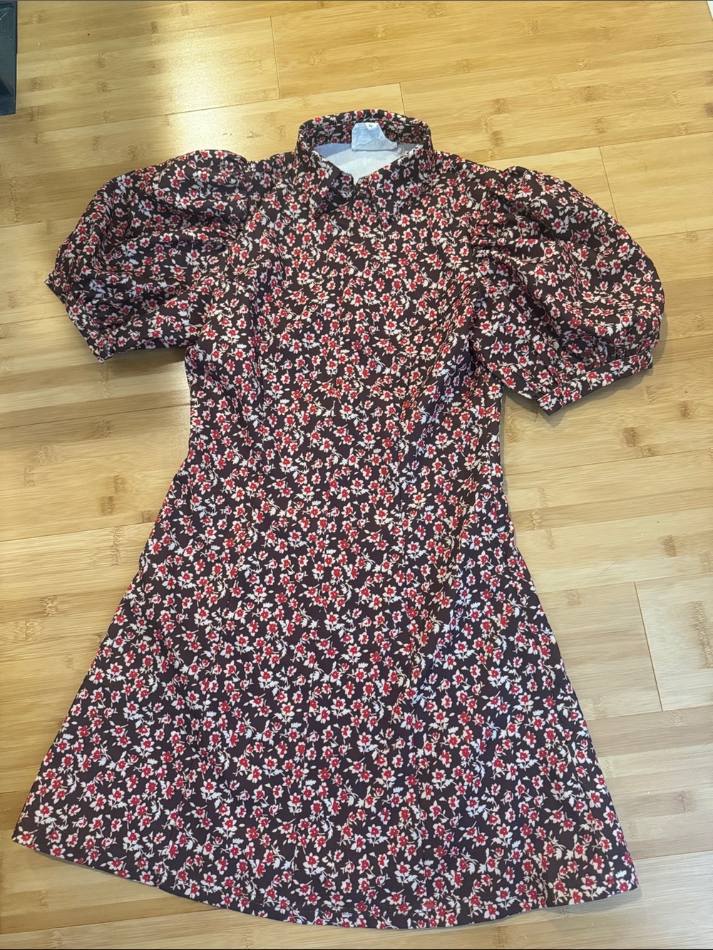 Tuckernuck Hyacinth House Brown & Red Floral Corduroy Front Zip Mini Dress